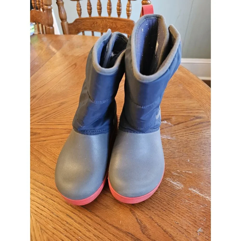 Crocs Kids Lodgepoint‎ Blue Red Gray Snow Boots - Size 12 Winter